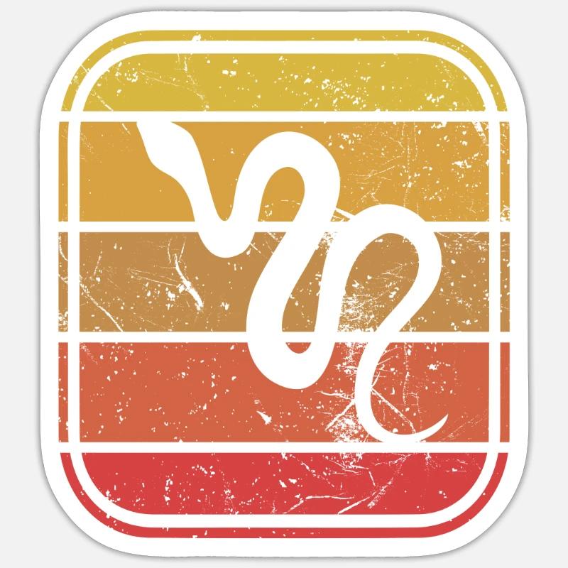 Snake Retro Reptile Python Idée cadeau Sticker taille S (10 x 10 cm)