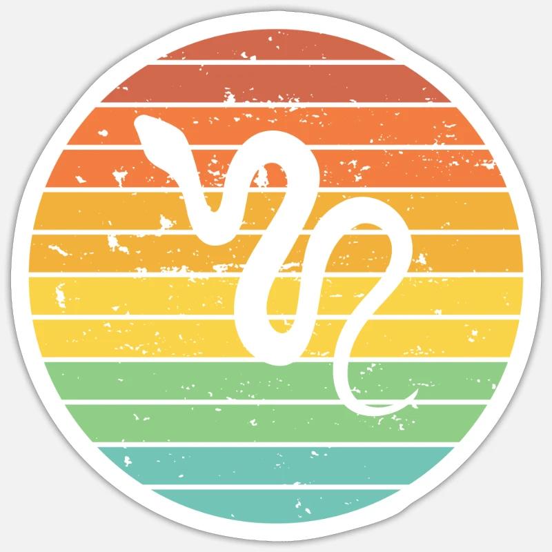 Snake Retro Reptile Python Idée cadeau Sticker taille S (10 x 10 cm)