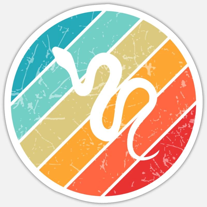 Snake Retro Reptile Python Idée cadeau Sticker taille S (10 x 10 cm)