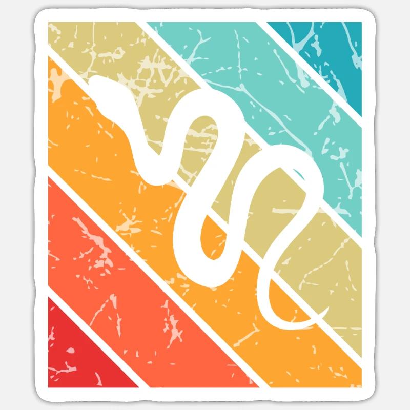 Snake Retro Reptile Python Idée cadeau Sticker taille S (10 x 10 cm)