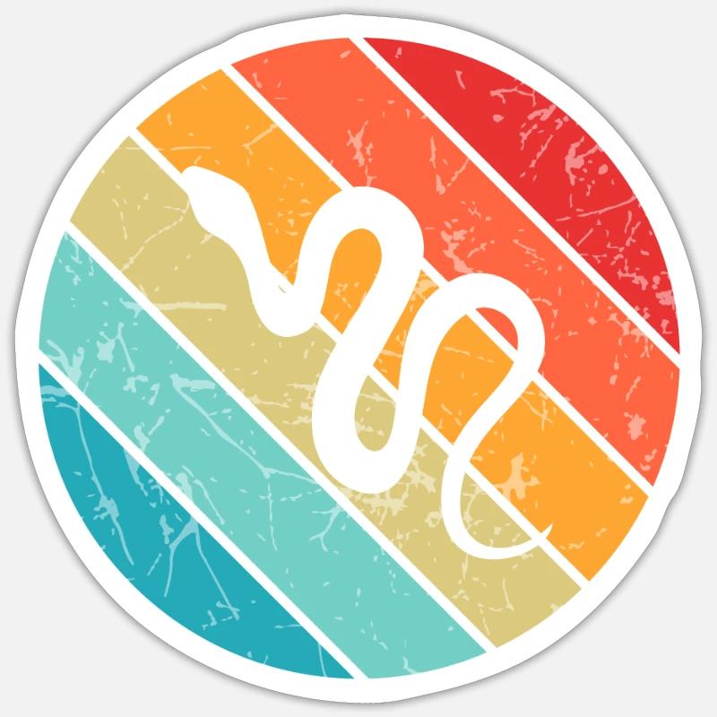 Snake Retro Reptile Python Idée cadeau Sticker taille S (10 x 10 cm)