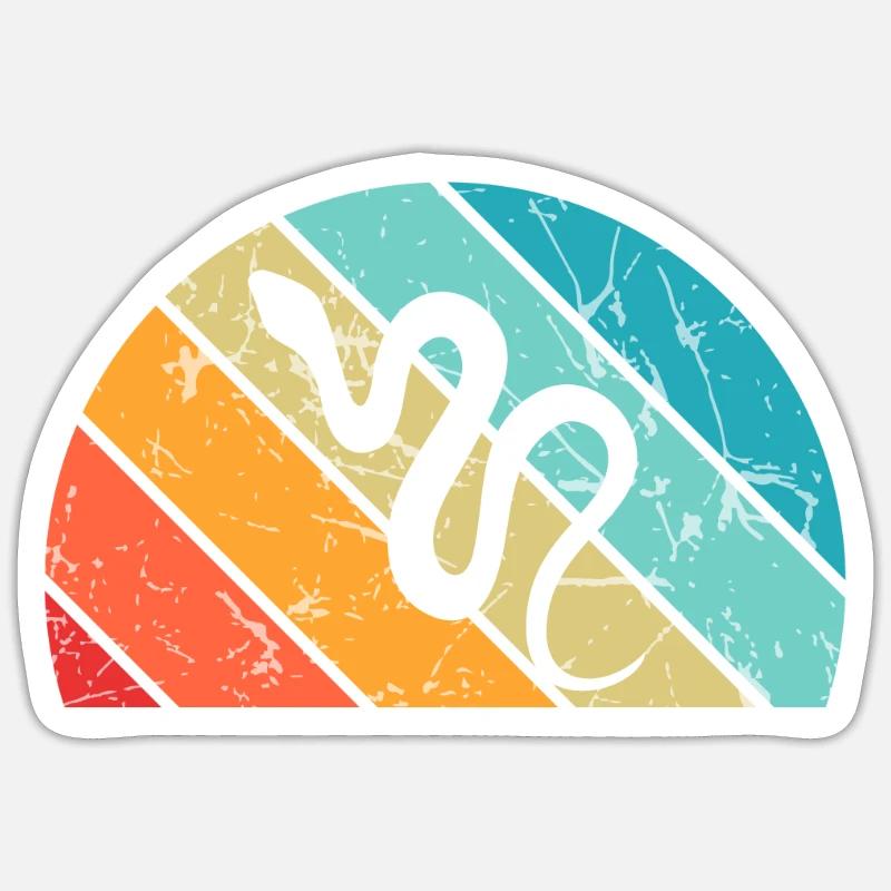 Snake Retro Reptile Python Idée cadeau Sticker taille S (10 x 10 cm)