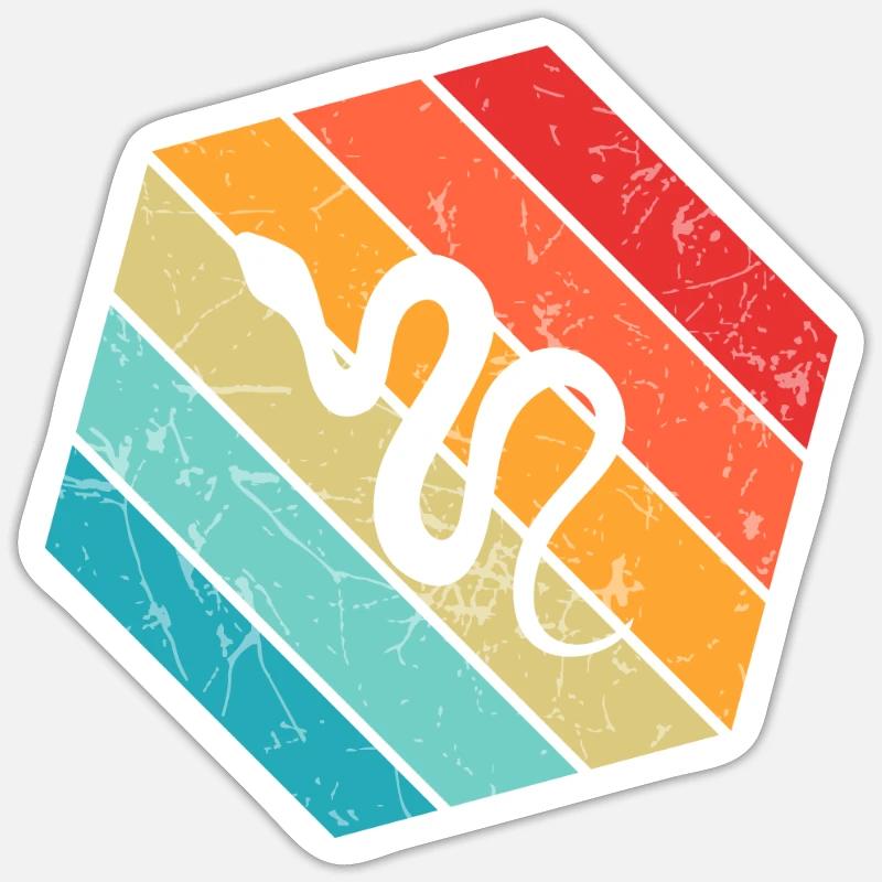 Snake Retro Reptile Python Idée cadeau Sticker taille S (10 x 10 cm)