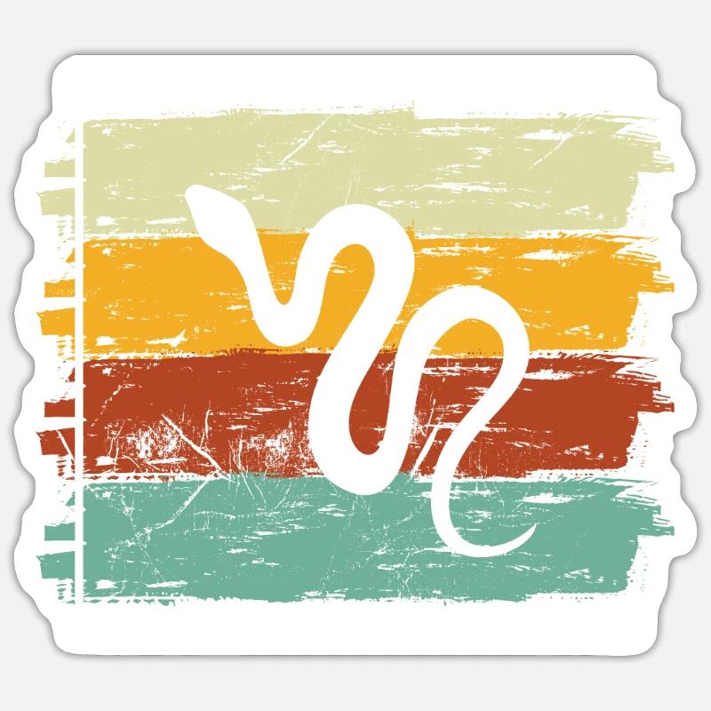 Snake Retro Reptile Python Idée cadeau Sticker taille S (10 x 10 cm)