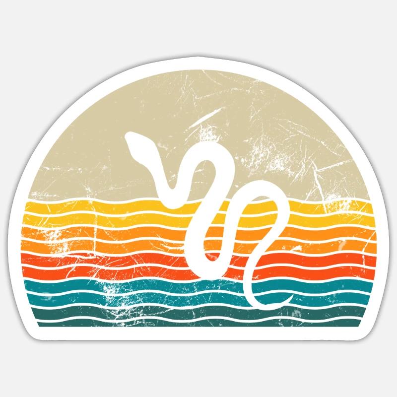 Snake Retro Reptile Python Idée cadeau Sticker taille S (10 x 10 cm)