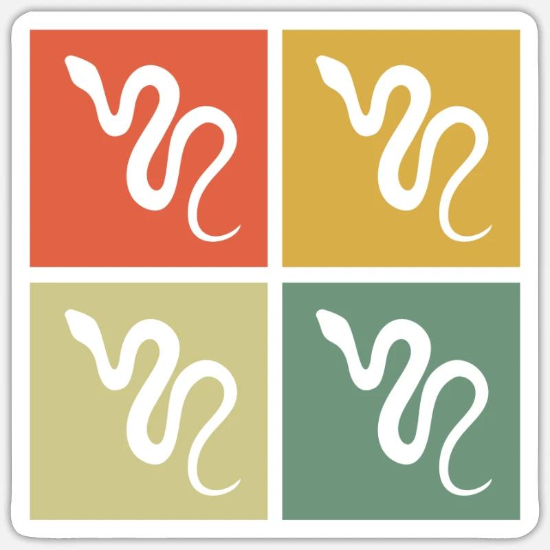 Snake Retro Reptile Python Idée cadeau Sticker taille S (10 x 10 cm)