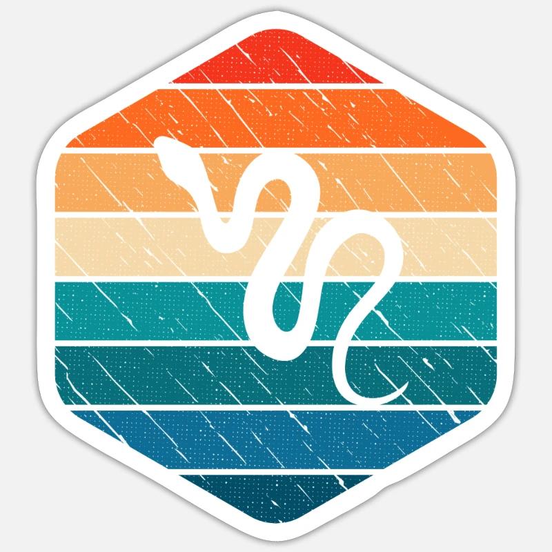 Snake Retro Reptile Python Idée cadeau Sticker taille S (10 x 10 cm)