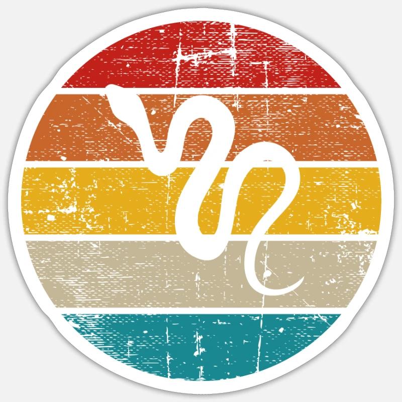 Snake Retro Reptile Python Idée cadeau Sticker taille S (10 x 10 cm)