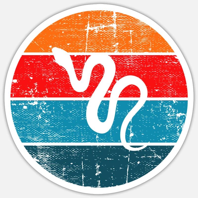 Snake Retro Reptile Python Idée cadeau Sticker taille S (10 x 10 cm)