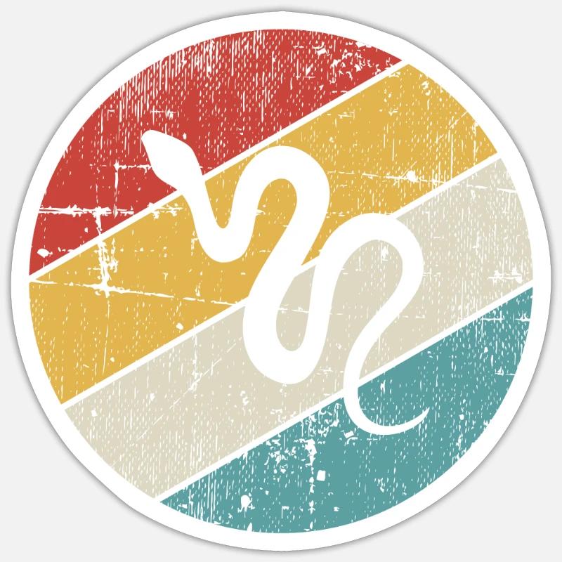 Snake Retro Reptile Python Gift idea Sticker Größe S (10 x 10 cm)