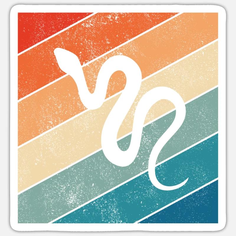 Snake Retro Reptile Python Idée cadeau Sticker taille S (10 x 10 cm)