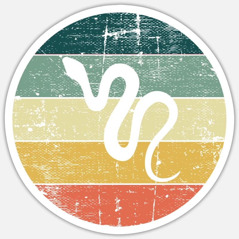 Snake Retro Reptile Python Gift idea Sticker Größe S (10 x 10 cm)