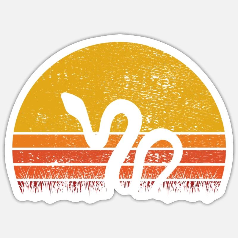 Snake Retro Reptile Python Idée cadeau Sticker taille S (10 x 10 cm)