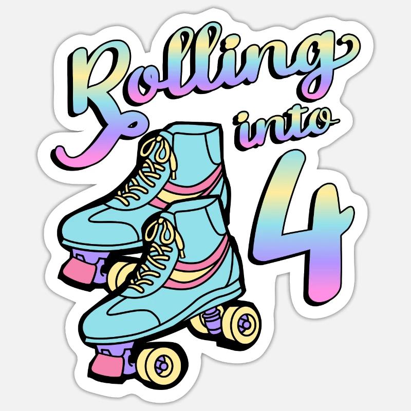 Rolling Into 4 Roller Skaters Skates 4 Sticker size S (10 x 10 cm)
