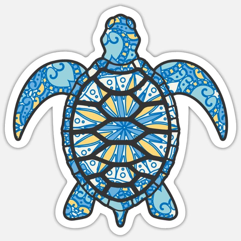 Mandala Turtle Geometry - Sticker size S (10 x 10 cm) - white matte