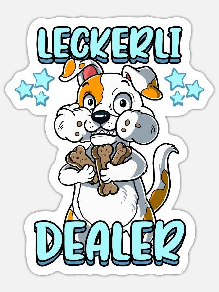 Leckerli Dealer Hundebesitzer - Sticker Größe S (10 x 10 cm) - Mattweiß