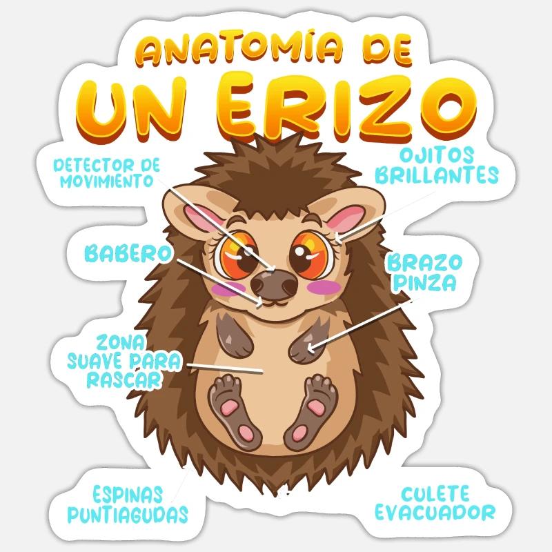 Anatomie eines lustigen Igels Sticker Größe S (10 x 10 cm)