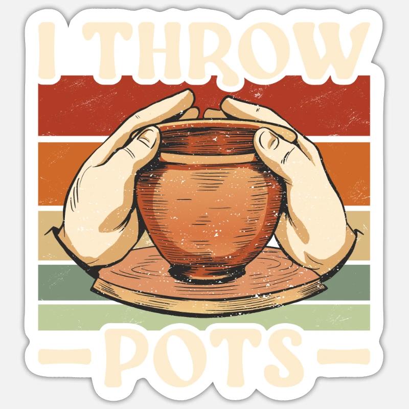 Pottery I Throw Pots Ceramics - Sticker size S (10 x 10 cm) - white matte