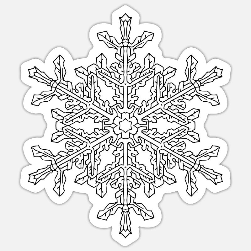 Mandala flocon de neige - Sticker taille S (10 x 10 cm) - blanc mat