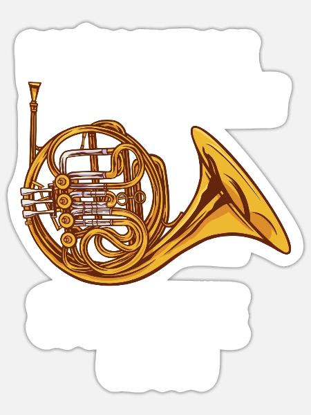 French Horn Instrument - Sticker Größe S (10 x 10 cm) - Mattweiß
