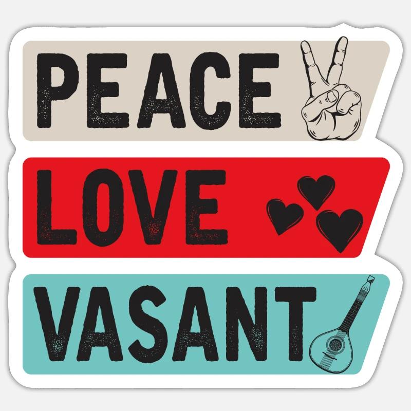 Peace Love Vasant Instrument - Sticker taille S (10 x 10 cm) - blanc mat