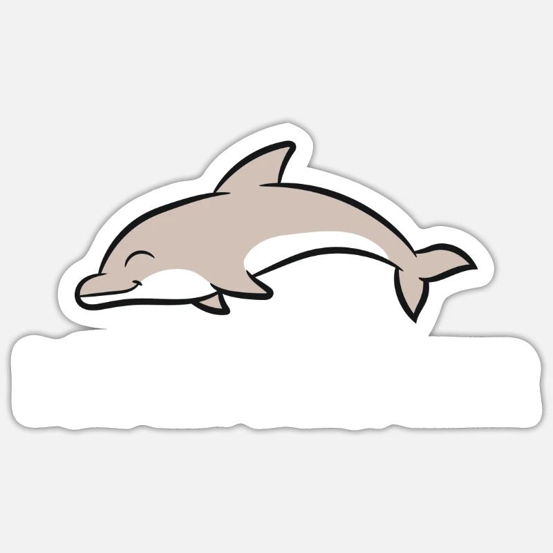 Dolphin Whisperer Dauphin mignon - Sticker taille S (10 x 10 cm) - blanc mat