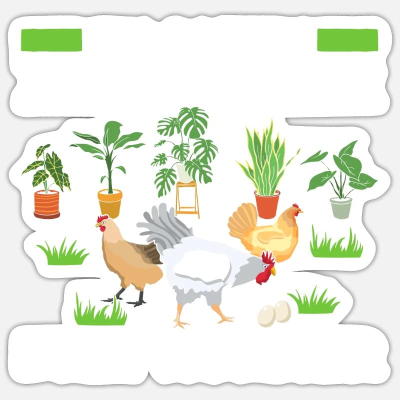 Ein Garten Zwei Eier Drei Hühner Geschenk Sticker Größe S (10 x 10 cm)
