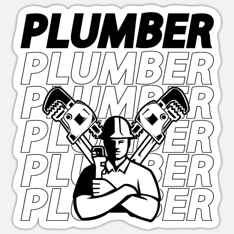 Plumber Plumbing Pipe Tool Construction Plumbers - Sticker Größe S (10 x 10 cm) - Mattweiß