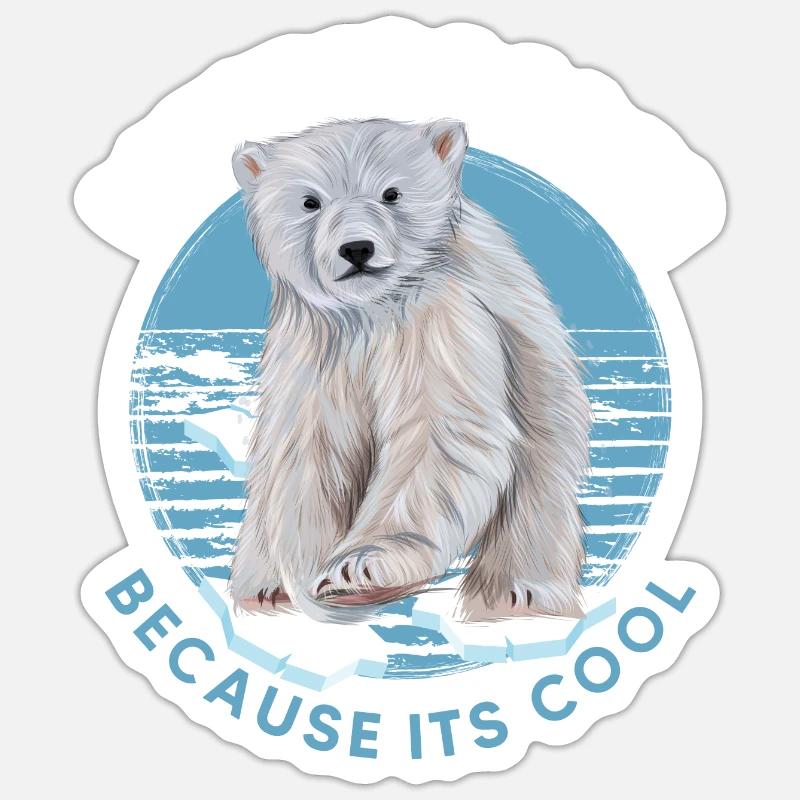 winterbader eisbader eisbär geht eisbaden - Sticker Größe S (10 x 10 cm) - Mattweiß