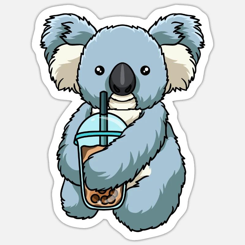 Kawaii Bubble Tea Koala - Sticker Größe S (10 x 10 cm) - Mattweiß