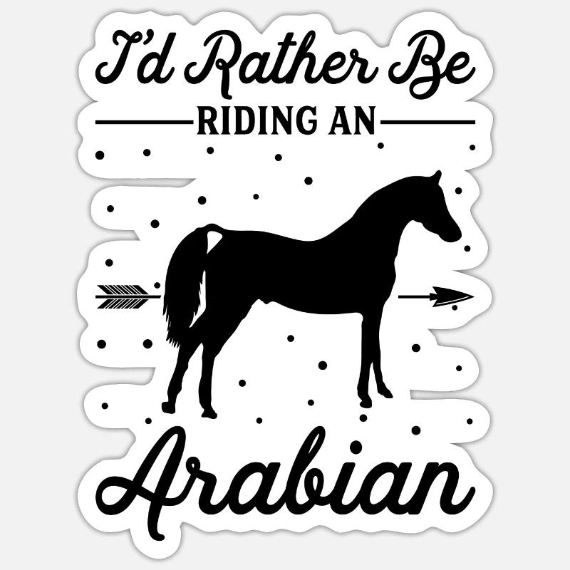 Monter un cheval arabe - Sticker taille S (10 x 10 cm) - blanc mat