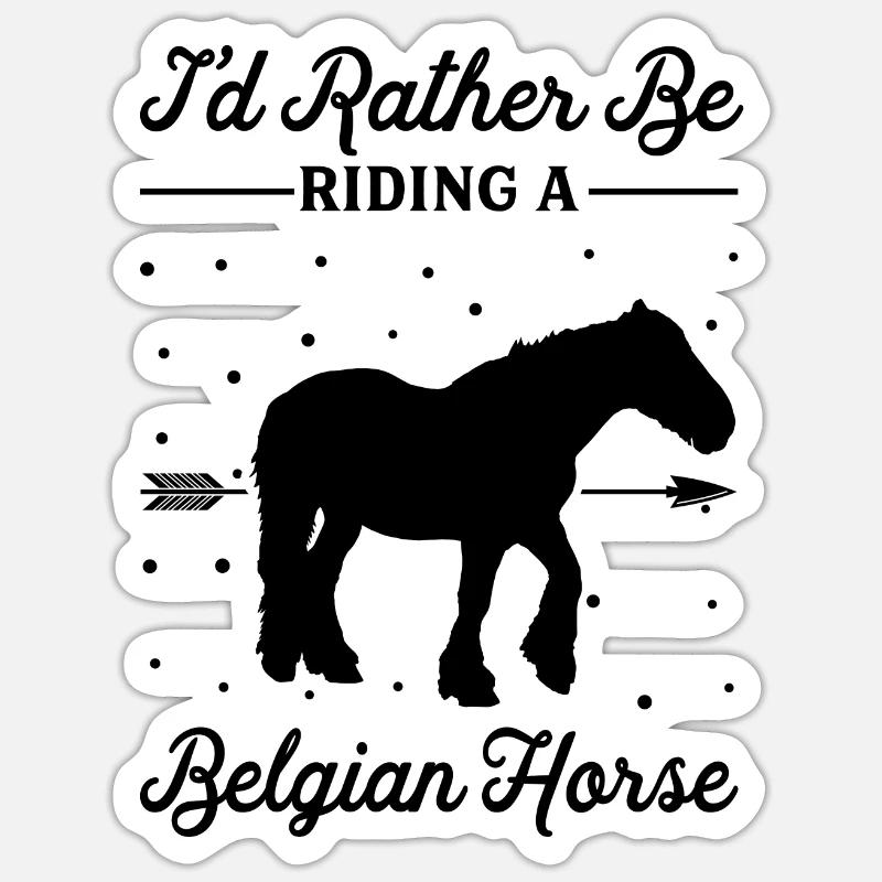 Monter à cheval belge - Sticker taille S (10 x 10 cm) - blanc mat