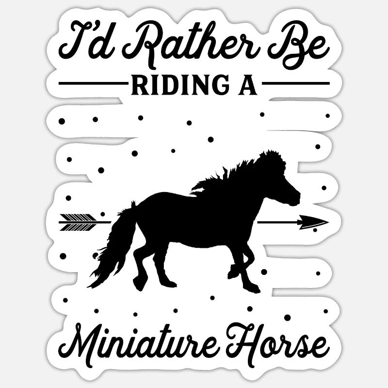Monter un cheval miniature - Sticker taille S (10 x 10 cm) - blanc mat
