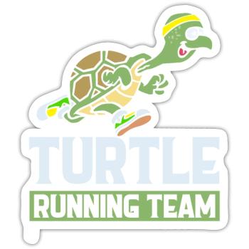 Turtle running team neu - Sticker Größe S (10 x 10 cm) - Mattweiß - Vorne