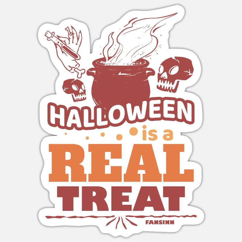 Halloween Witch Skull - Sticker size S (10 x 10 cm) - white matte