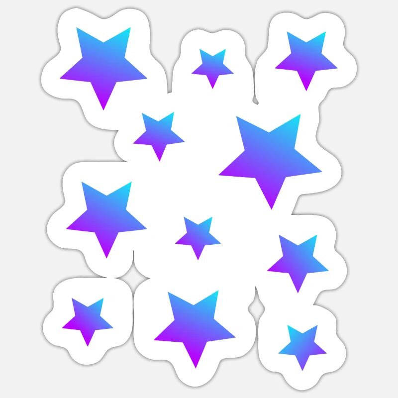 Star Star Pack Bleu-Violet - Sticker taille S (10 x 10 cm) - blanc mat