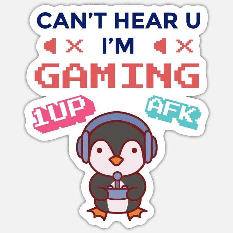 Pingouin de jeu - Sticker taille S (10 x 10 cm) - blanc mat