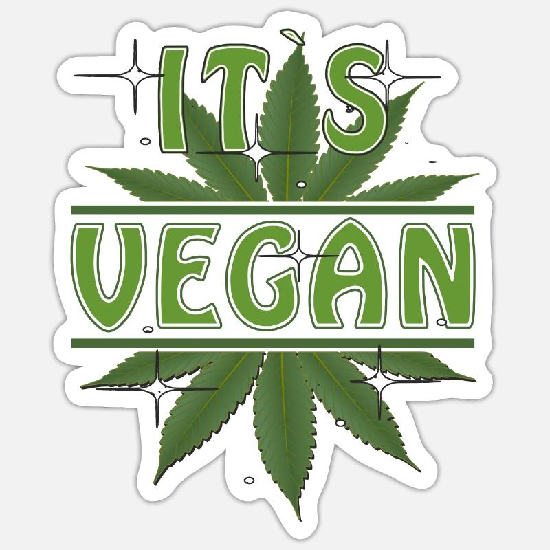HEMP ITS VEGAN - Sticker size S (10 x 10 cm) - white matte