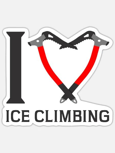 Ich Liebe Eisklettern Eiskletterer Eispickel - Sticker Größe S (10 x 10 cm) - Mattweiß