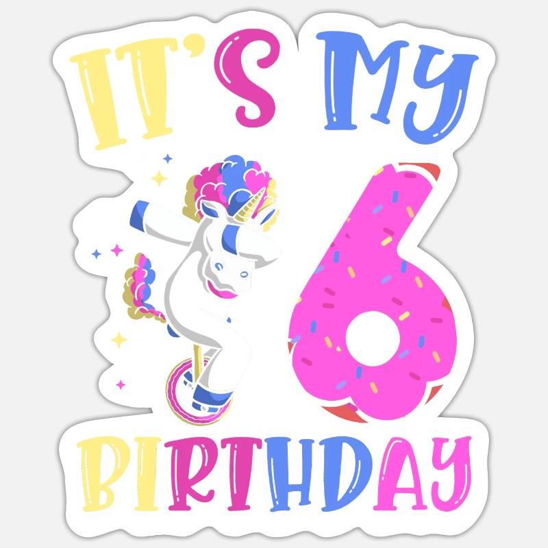 C’est mon poney licorne éclatant de 6 ans 6. - Sticker taille S (10 x 10 cm) - blanc mat
