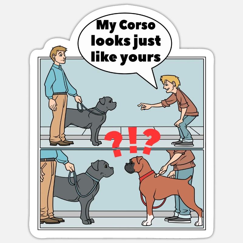 Cane Corso Verwechslung Boxer - Sticker Größe S (10 x 10 cm) - Mattweiß