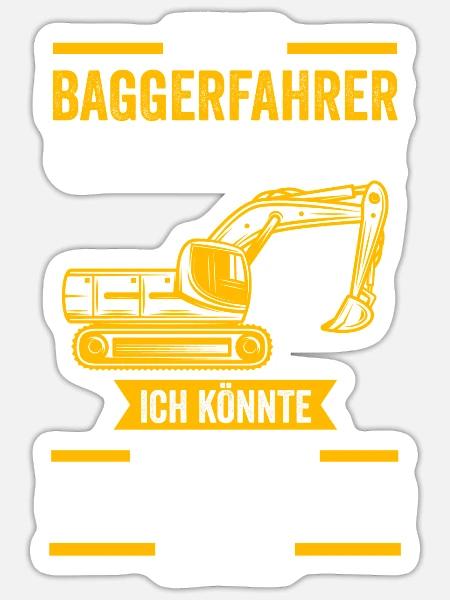 Baggerfahrer Job Baumaschine Geschenk - Sticker Größe S (10 x 10 cm) - Mattweiß