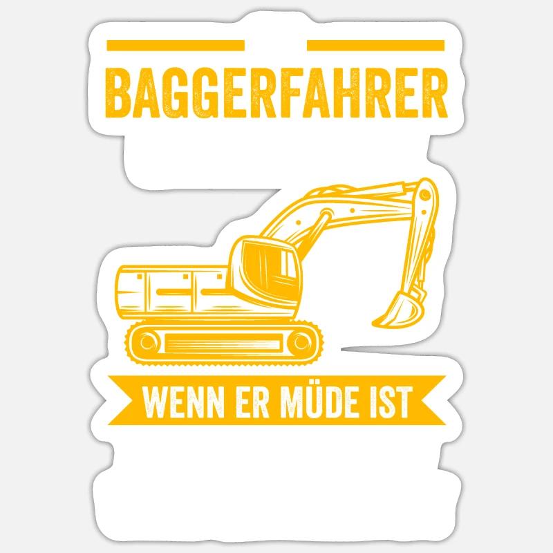 Baggerfahrer Job Baggerführer Geschenk - Sticker Größe S (10 x 10 cm) - Mattweiß