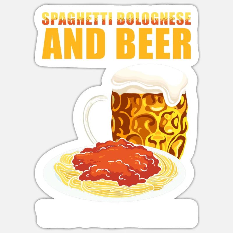 Spaghetti Bolognese - Sticker Größe S (10 x 10 cm) - Mattweiß