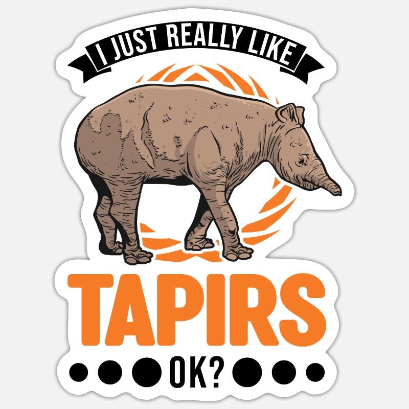 J’aime beaucoup Tapirs - Sticker taille S (10 x 10 cm) - blanc mat