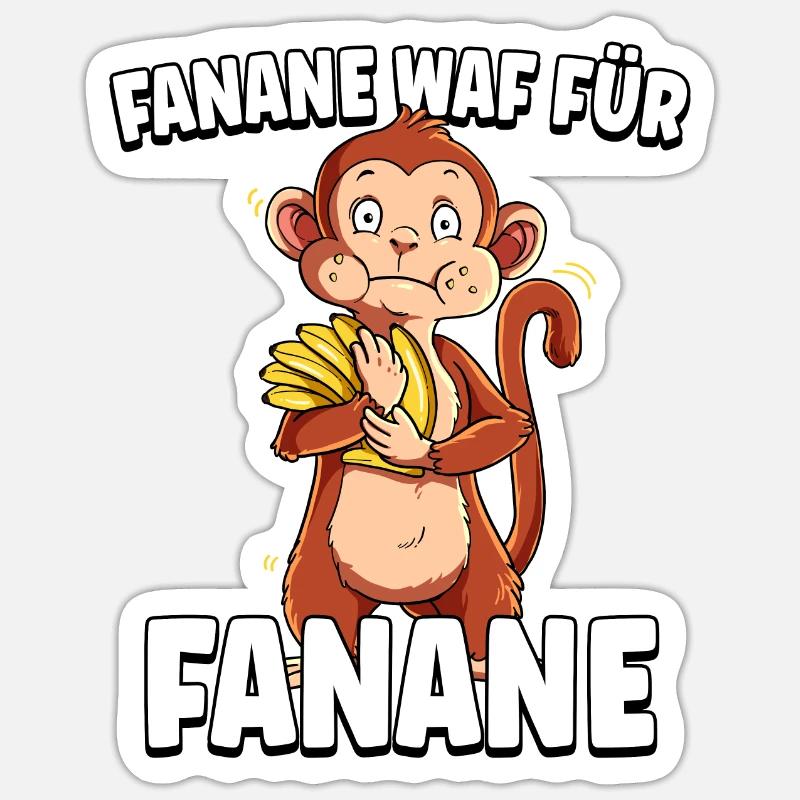 Affe Banane - Sticker Größe S (10 x 10 cm) - Mattweiß
