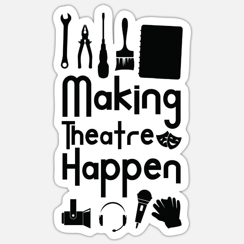 Théâtre Schauspiel Schauspieltechnik Crew - Sticker taille S (10 x 10 cm) - blanc mat
