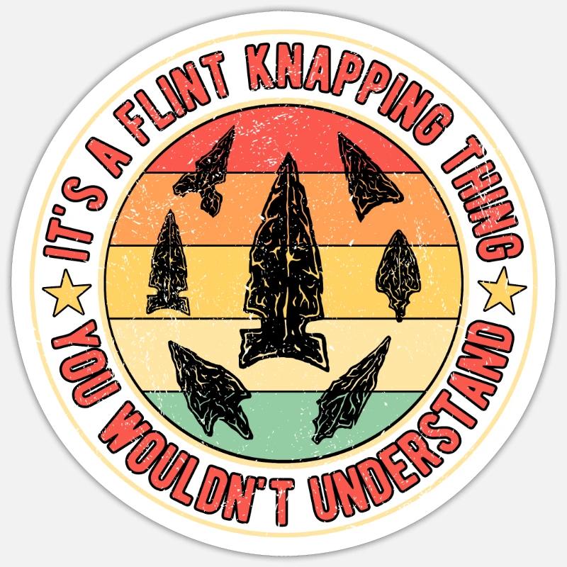 Pfeilspitzen Speerspitze Flint Knapping - Sticker Größe S (10 x 10 cm) - Mattweiß