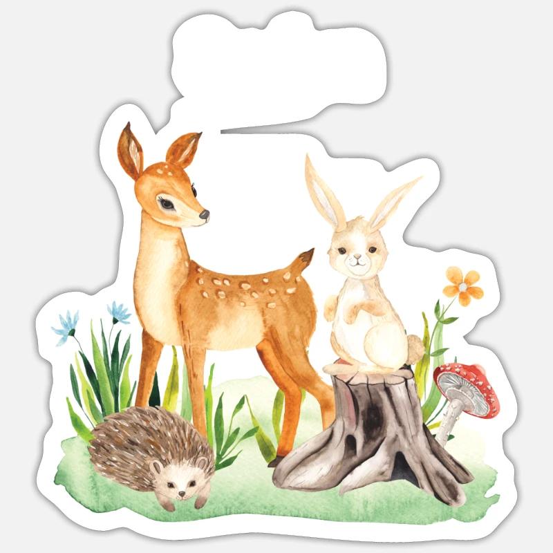 Animal deer rabbit hedgehog Sofya Sticker Größe S (10 x 10 cm)