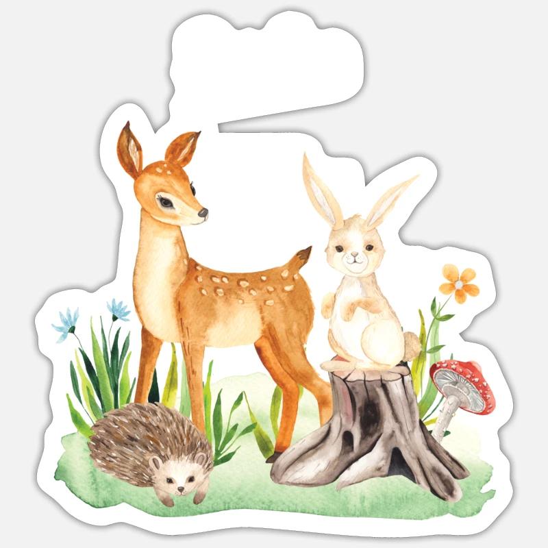 Animal deer rabbit hedgehog Sofie Sticker Größe S (10 x 10 cm)